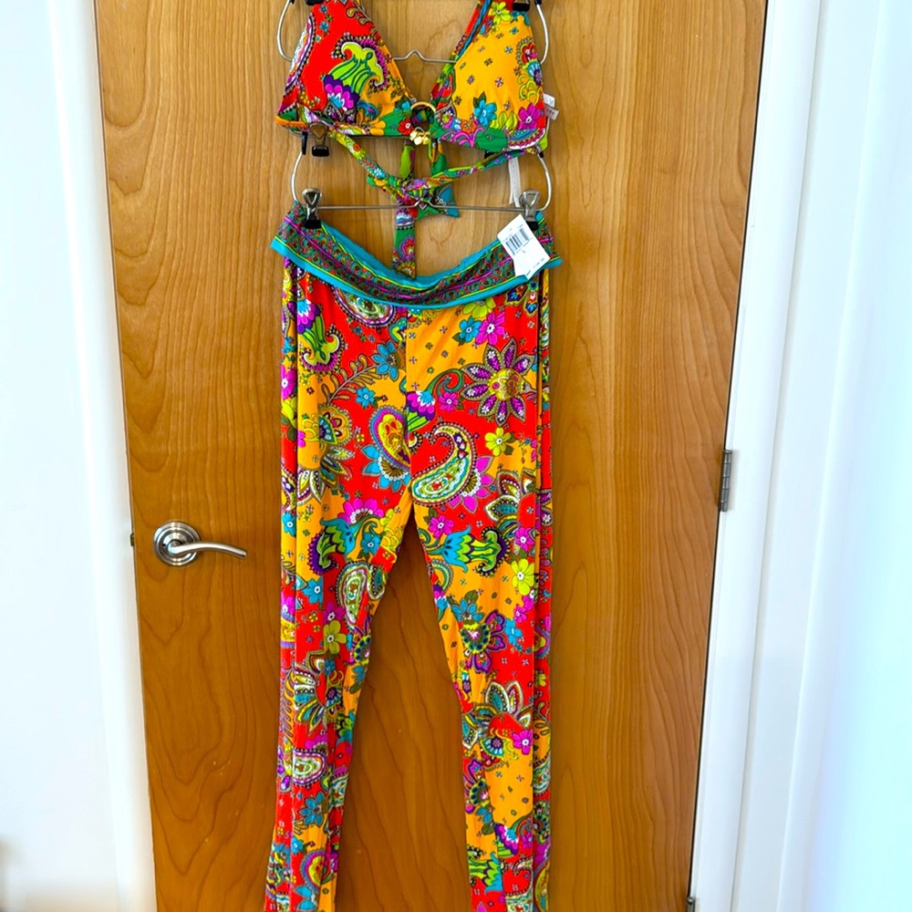 Trina Turk swim cover up pants and swim top